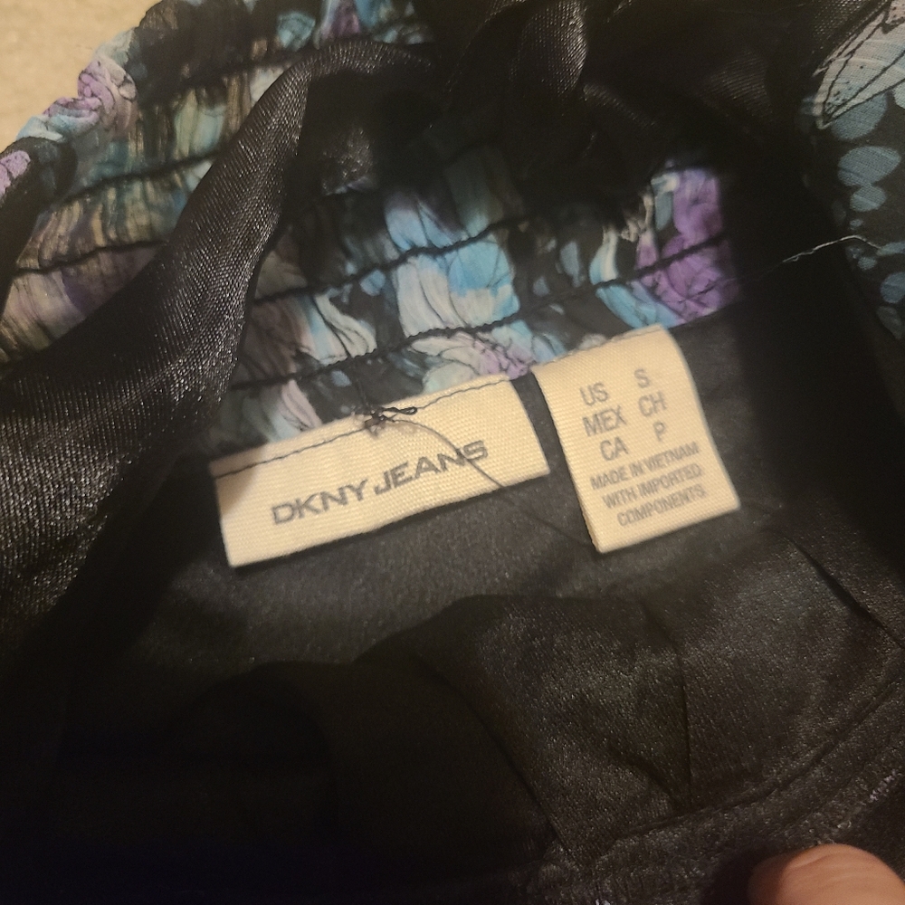 DKNY Jeans Blue Floral Womens Tie Up Halter Top - Picture 4 of 4